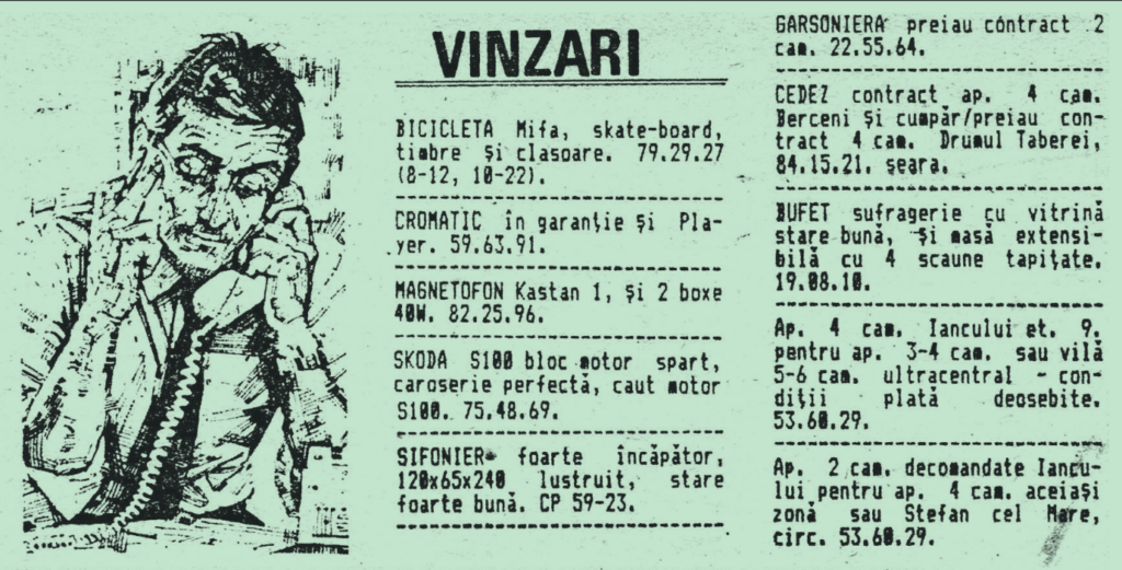 Anunțuri imobiliare din ziarul Anunțul, 1990